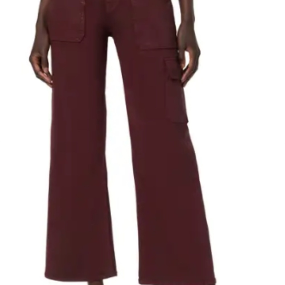 Hudson Jeans Rosie High Waist Wide Leg Cargo Coated Jeans Bordeaux